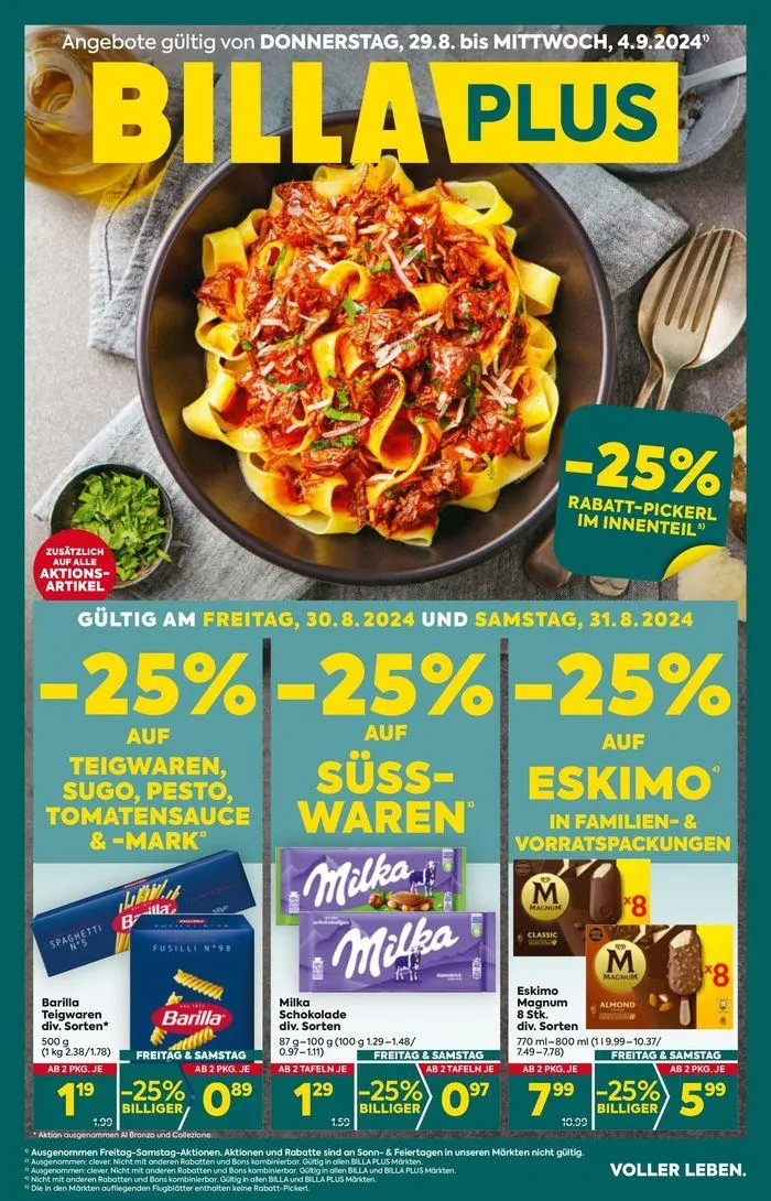 BILLA PLUS Flugblatt von 29. August bis 12. September 2024 - Flugblätt seite 1