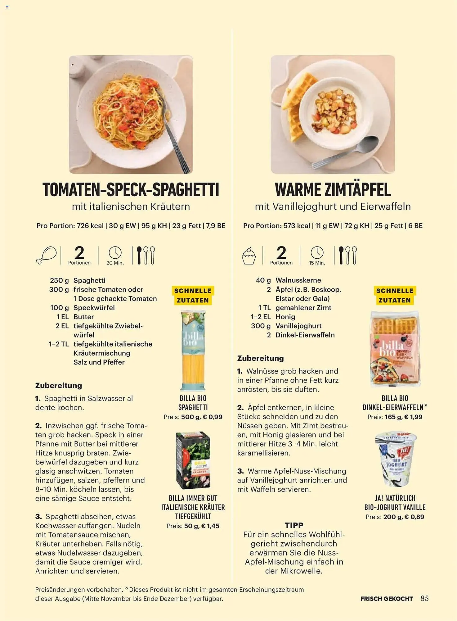 Billa Flugblatt von 1. Dezember bis 31. Dezember 2025 - Flugblätt seite  85