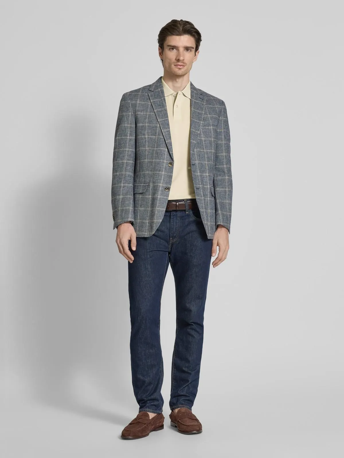 Poloshirt mit Label-Stitching in ecru