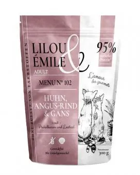 Lilou & Émile mit Angus-Rind, Gans und Huhn für Katzen 300 g
