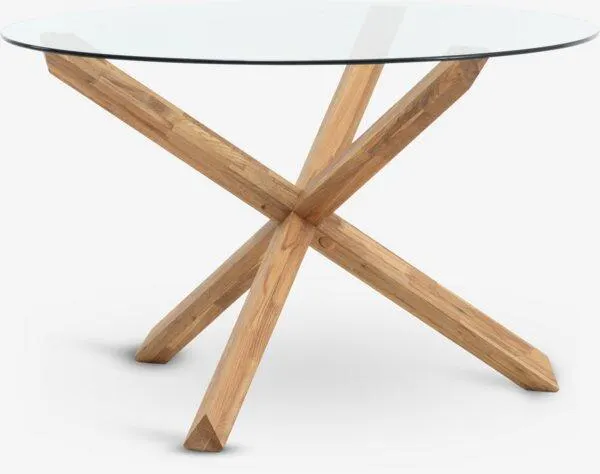 Esstisch AGERBY Ø119 Glas/Eiche natur