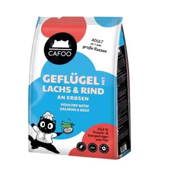 CAFOO mit Geflügel, Lachs & Rind an Erbsen für Katzen 1,75 kg
