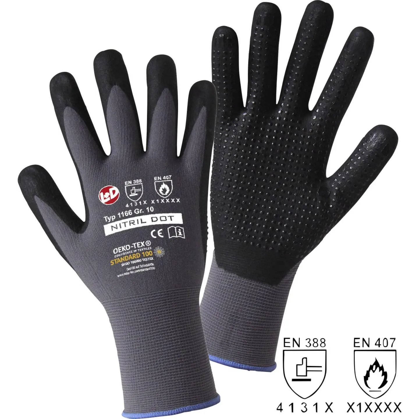 Leipold Doehle 1166-10 NITRIL DOT Polyamid Arbeitshandschuh Größe (Handschuhe): 10, XL EN 397 CAT II 1 Paar