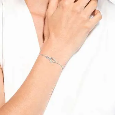 Hyperbola Armband Unendlichzeichen und Herz, Weiß, Rhodiniert