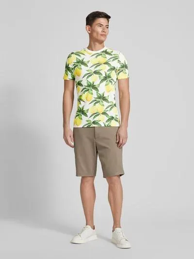 T-Shirt mit Allover-Muster in weiss