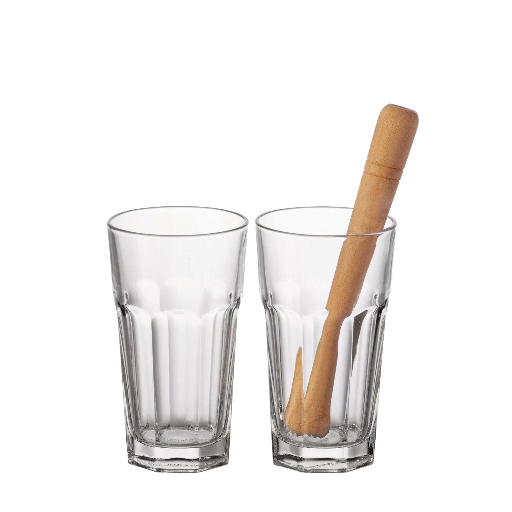 Longdrinkgläser/Stößel BAR 3-teilig 540 ml