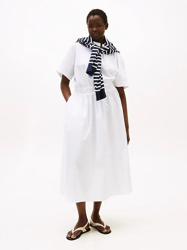 Curve gesmoktes Relaxed Fit Midi-Kleid