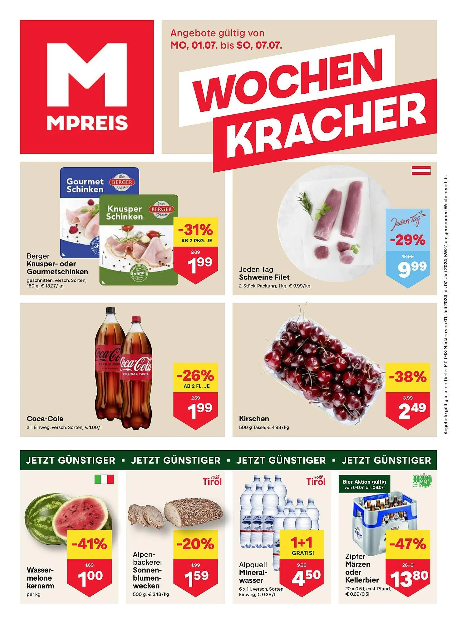 MPreis Flugblatt von 1. Juli bis 7. Juli 2024 - Flugblätt seite  1