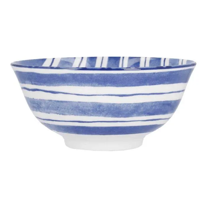 Schale Bali, Streifen/blau, tief, 15.5 cm