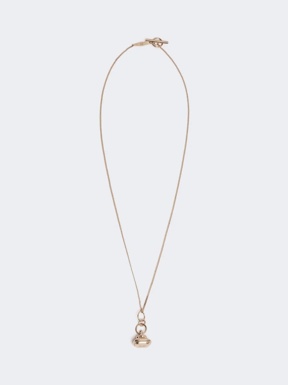 Lange Halskette mit Poststempel-Anhänger - Gold