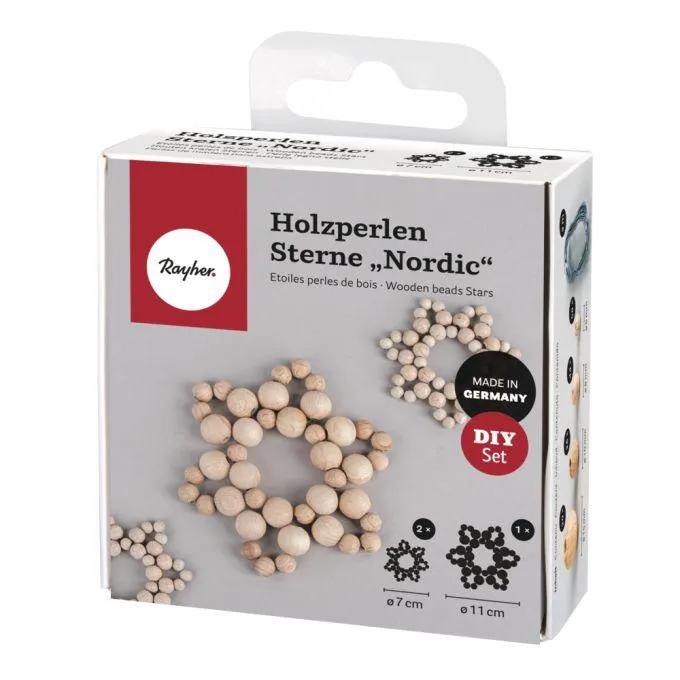 BP:Holzperlen Sterne Nordic 2x7cm+1x11cm