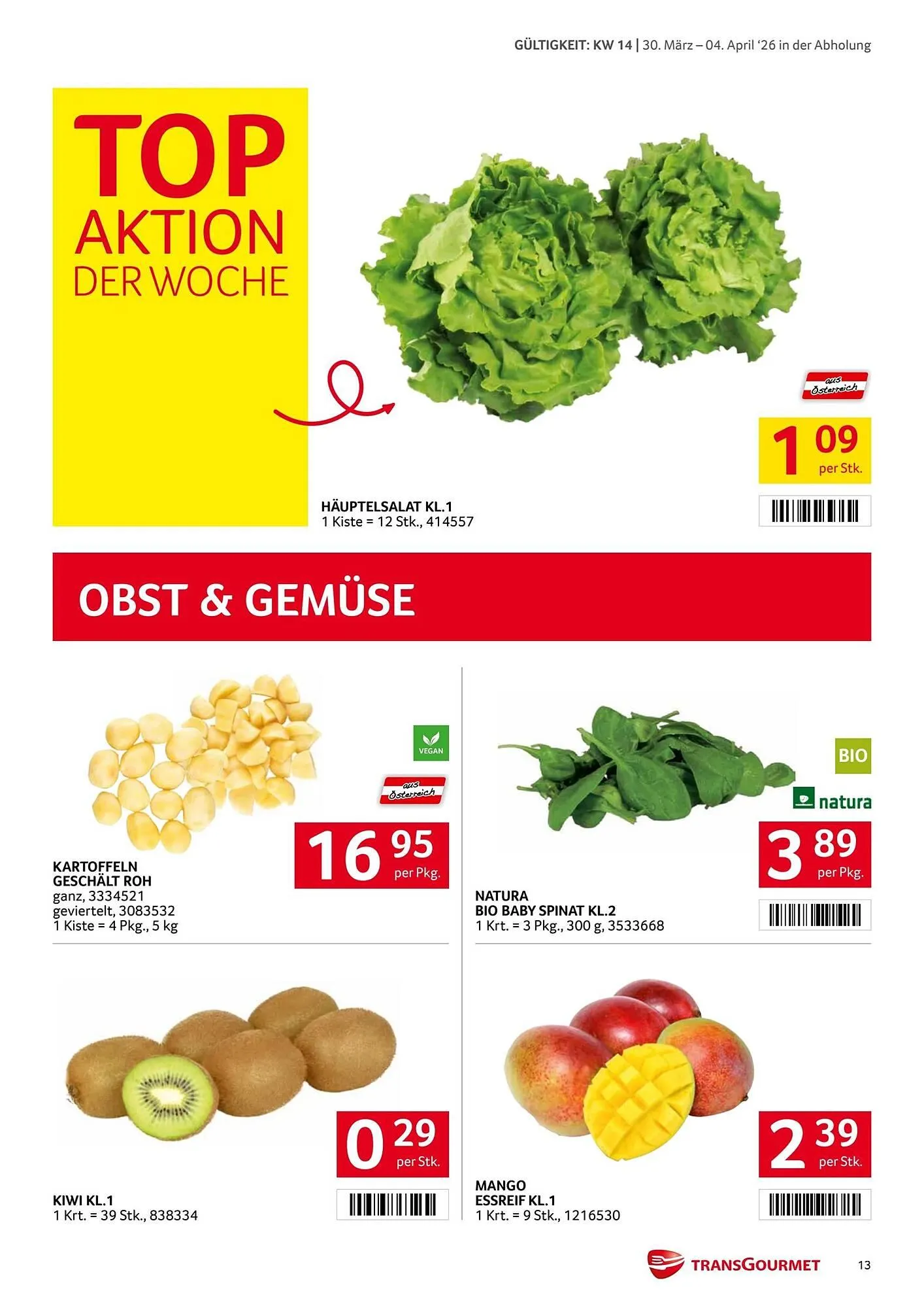 Transgourmet Flugblatt von 30. März bis 4. April 2026 - Flugblätt seite  13