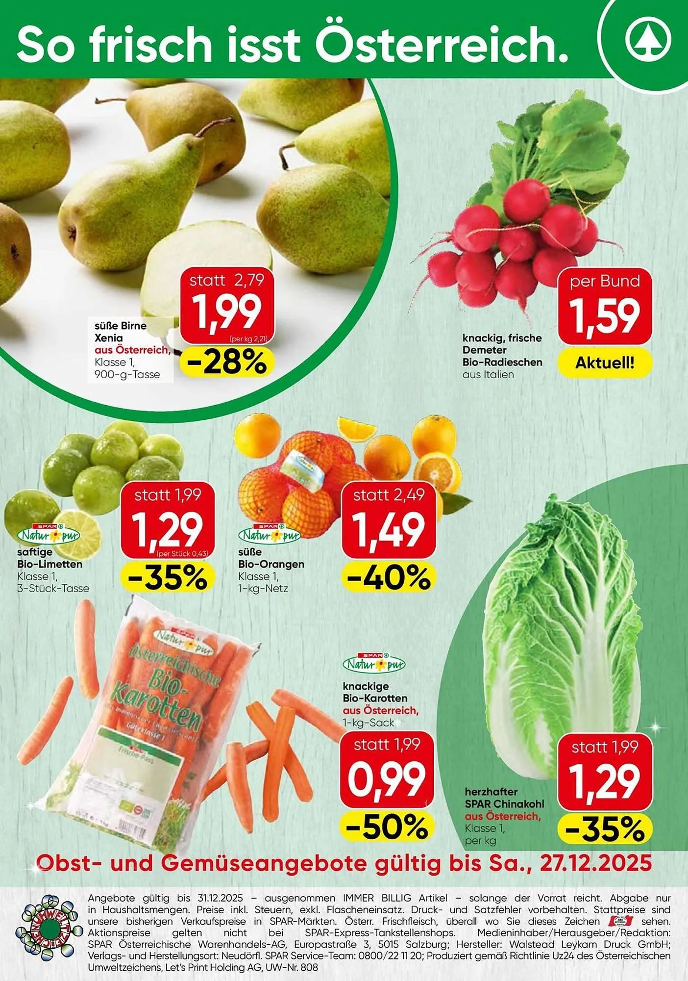 Spar Flugblatt von 22. Dezember bis 31. Dezember 2025 - Flugblätt seite  1