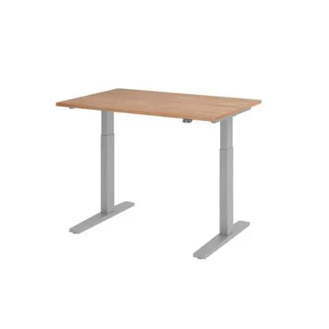 Schreibtisch elektrisch höhenverstellbar nussb/silber 120x80cm HAMMERBACHER VXMKA12/N/S