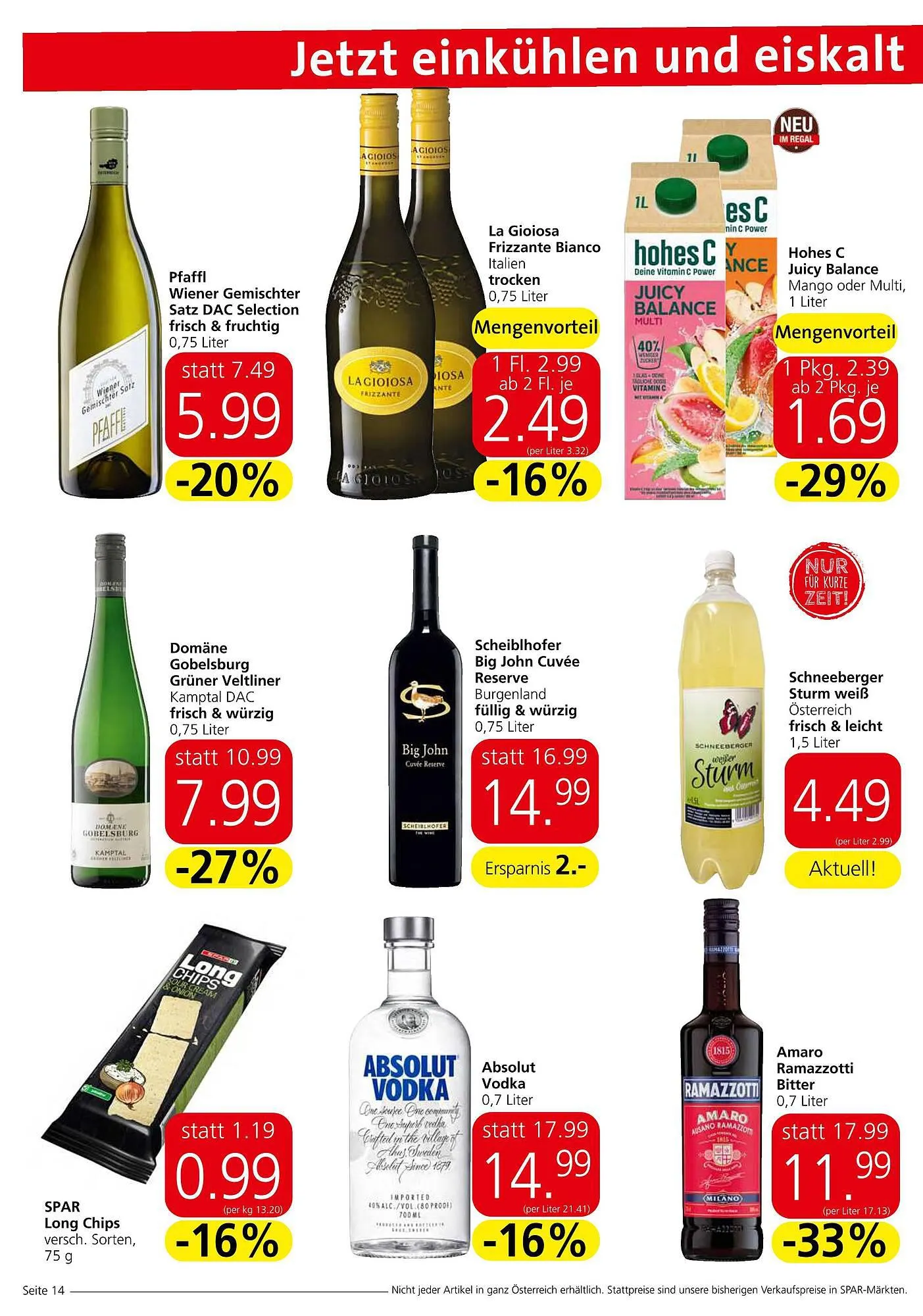 Spar Flugblatt von 31. August bis 13. September 2023 - Flugblätt seite 14