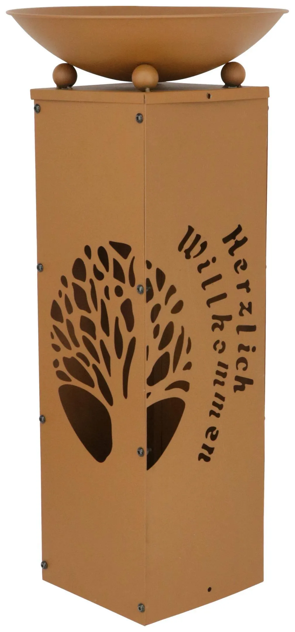 Dekosäule mit Schale Welcome H: 59 cm