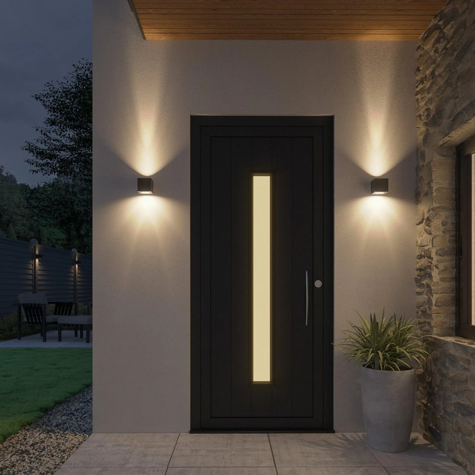 Lucande LED-Außenwandleuchte Jarno, anthrazit, Metall, 9 cm