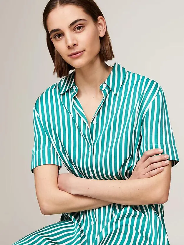 Gestreiftes Relaxed Fit Hemdkleid