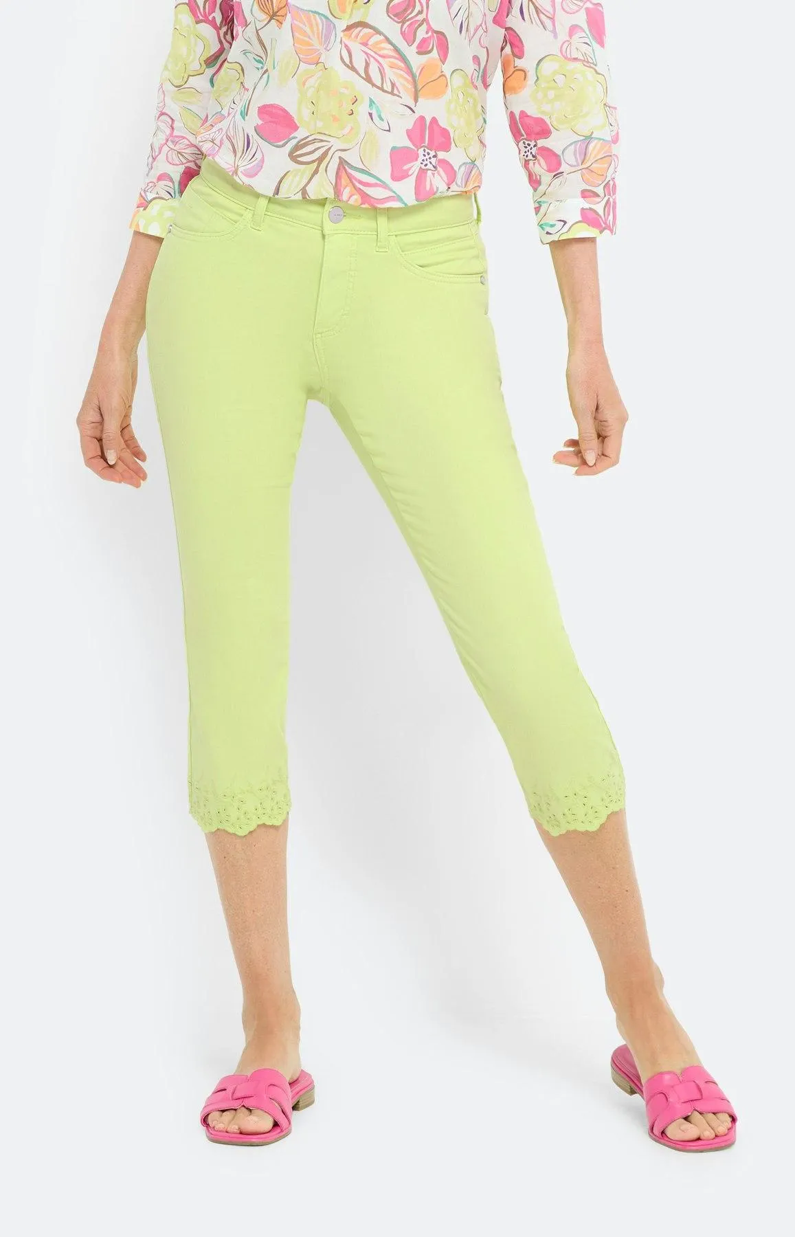 Stretch Capri-Jeans, limone