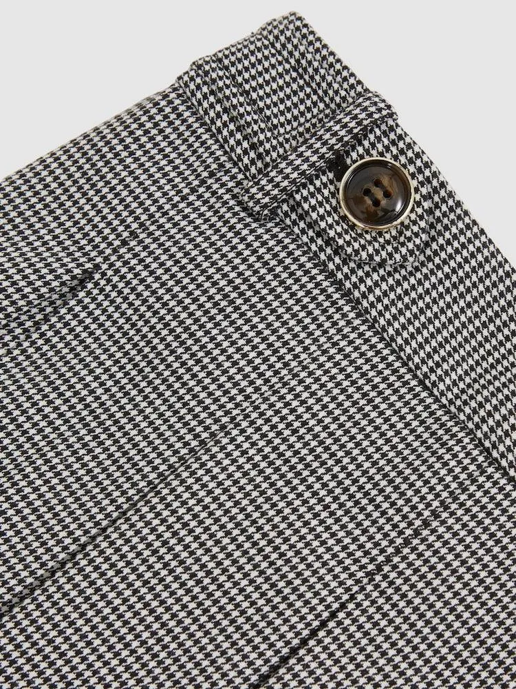 Reiss Molly Houndstooth-Check Pleated Skirt