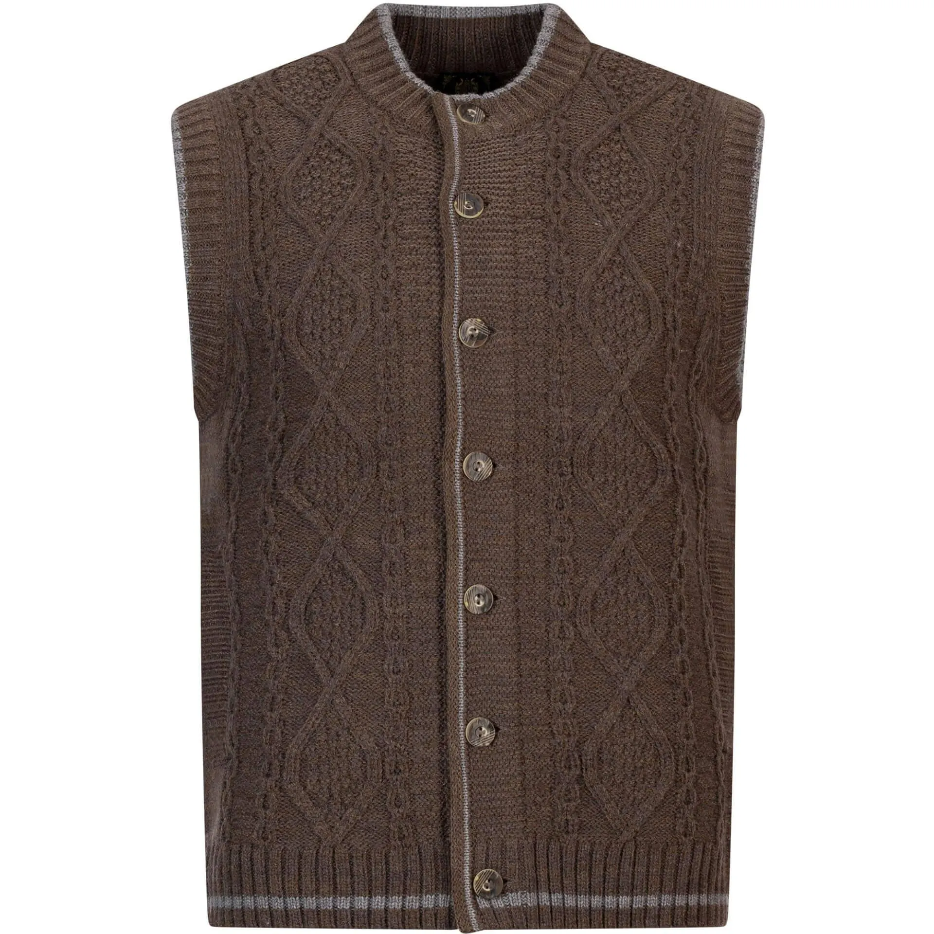 Herren Trachten Strickweste "Anton", mit Knöpfen, Braun