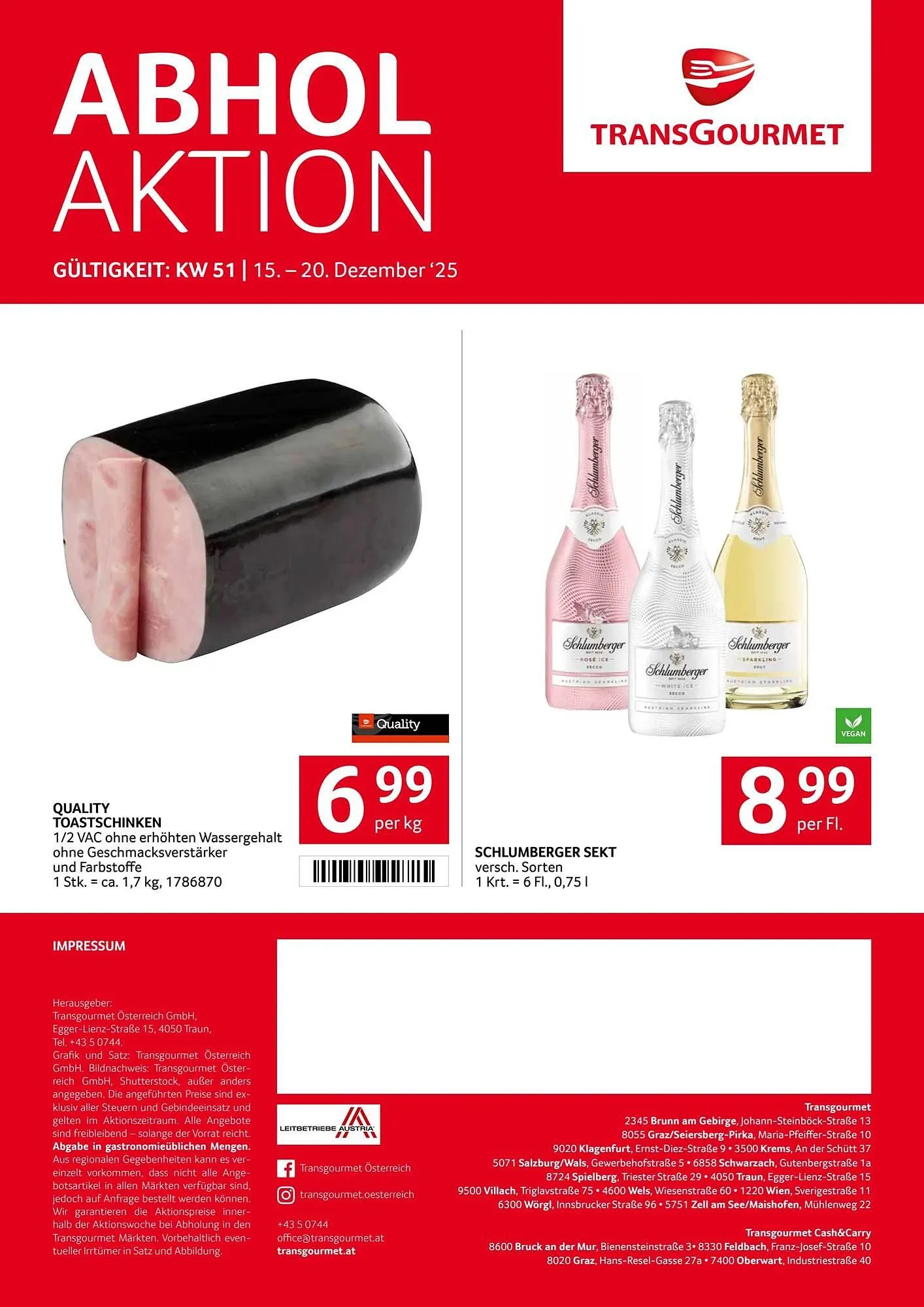 Transgourmet Flugblatt von 15. Dezember bis 21. Dezember 2025 - Flugblätt seite 39