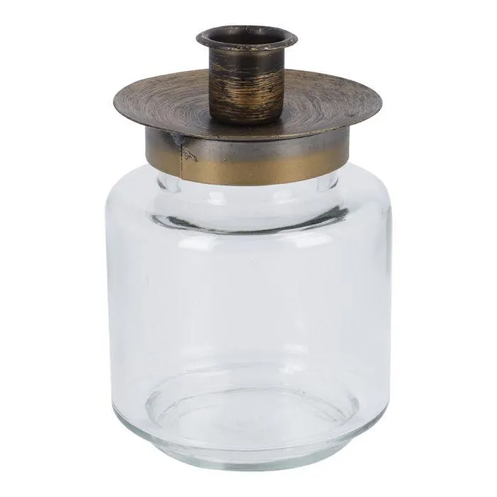 Kerzenständer Stabkerze/Bronze, klar/bronze, 13 cm