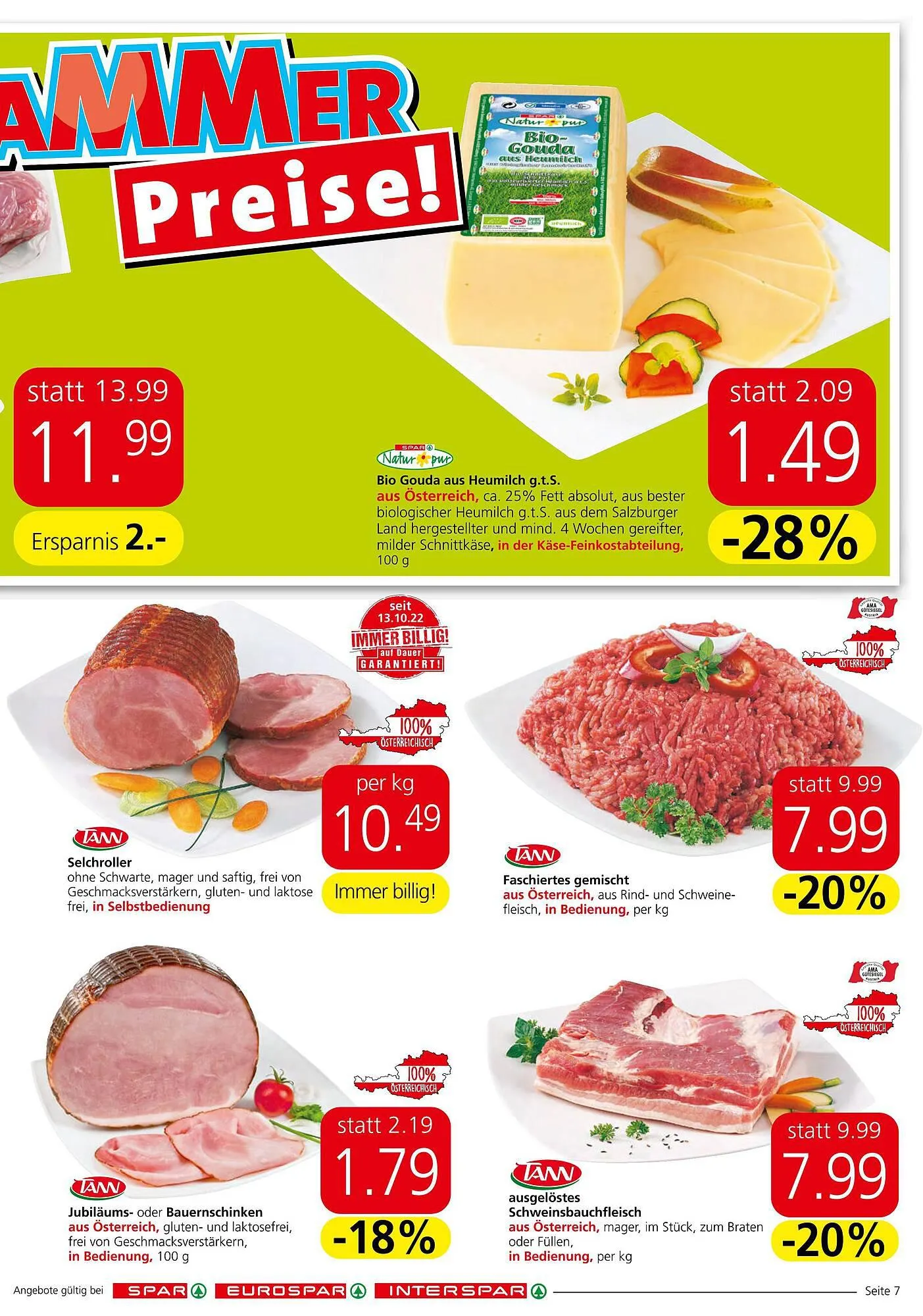 Spar Flugblatt von 28. September bis 11. Oktober 2023 - Flugblätt seite 7