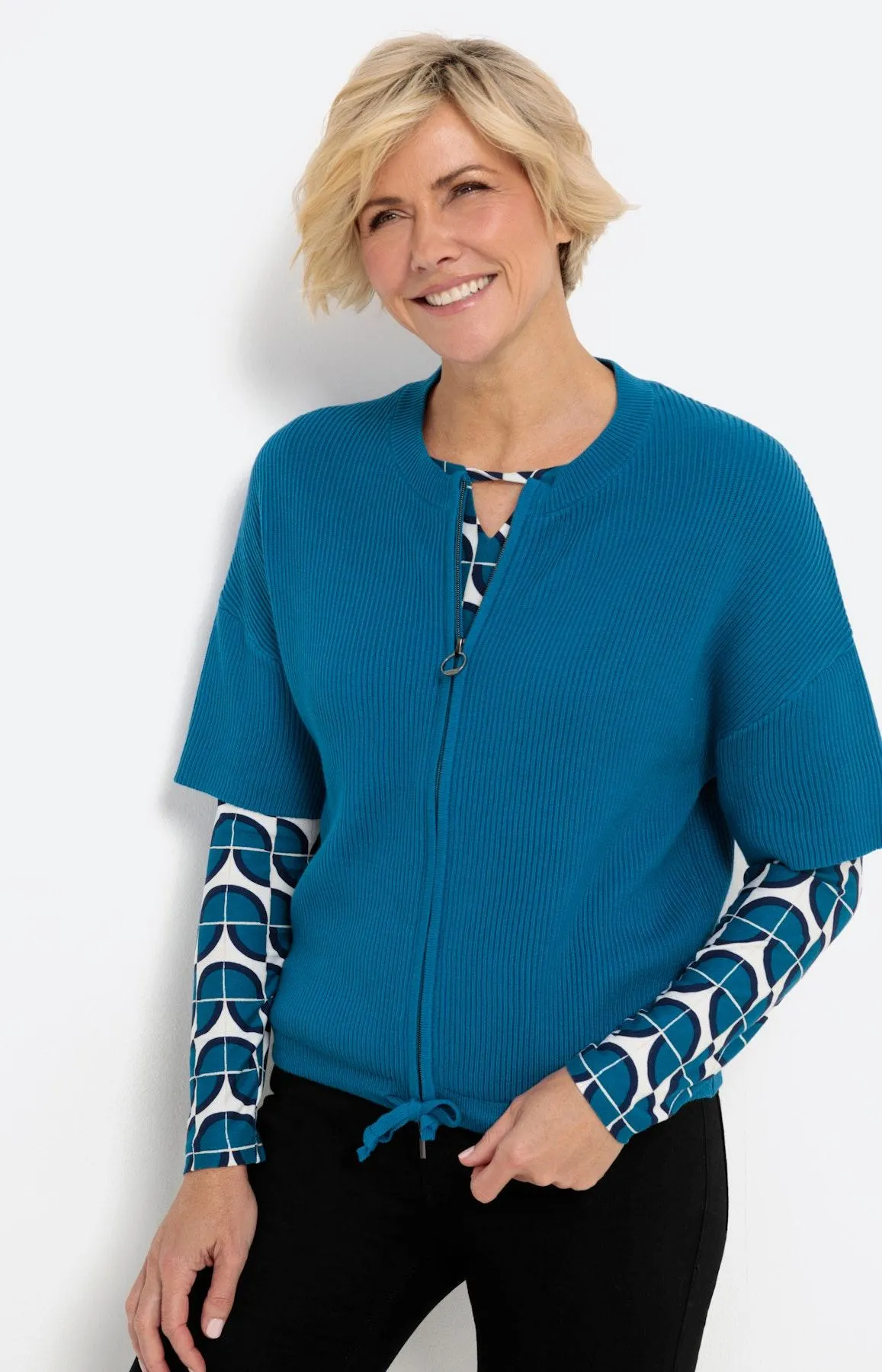 Weiter Cardigan mit 3/4-Ärmel