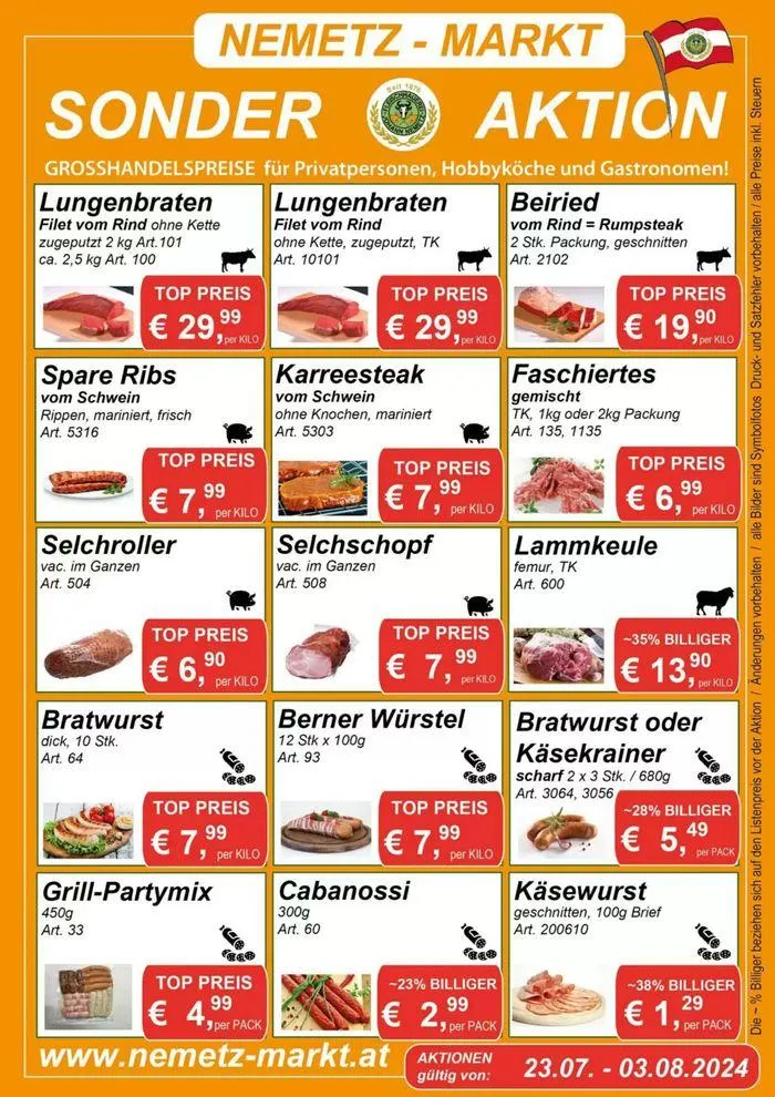 Sonder Aktion von 31. Juli bis 3. August 2024 - Flugblätt seite  1