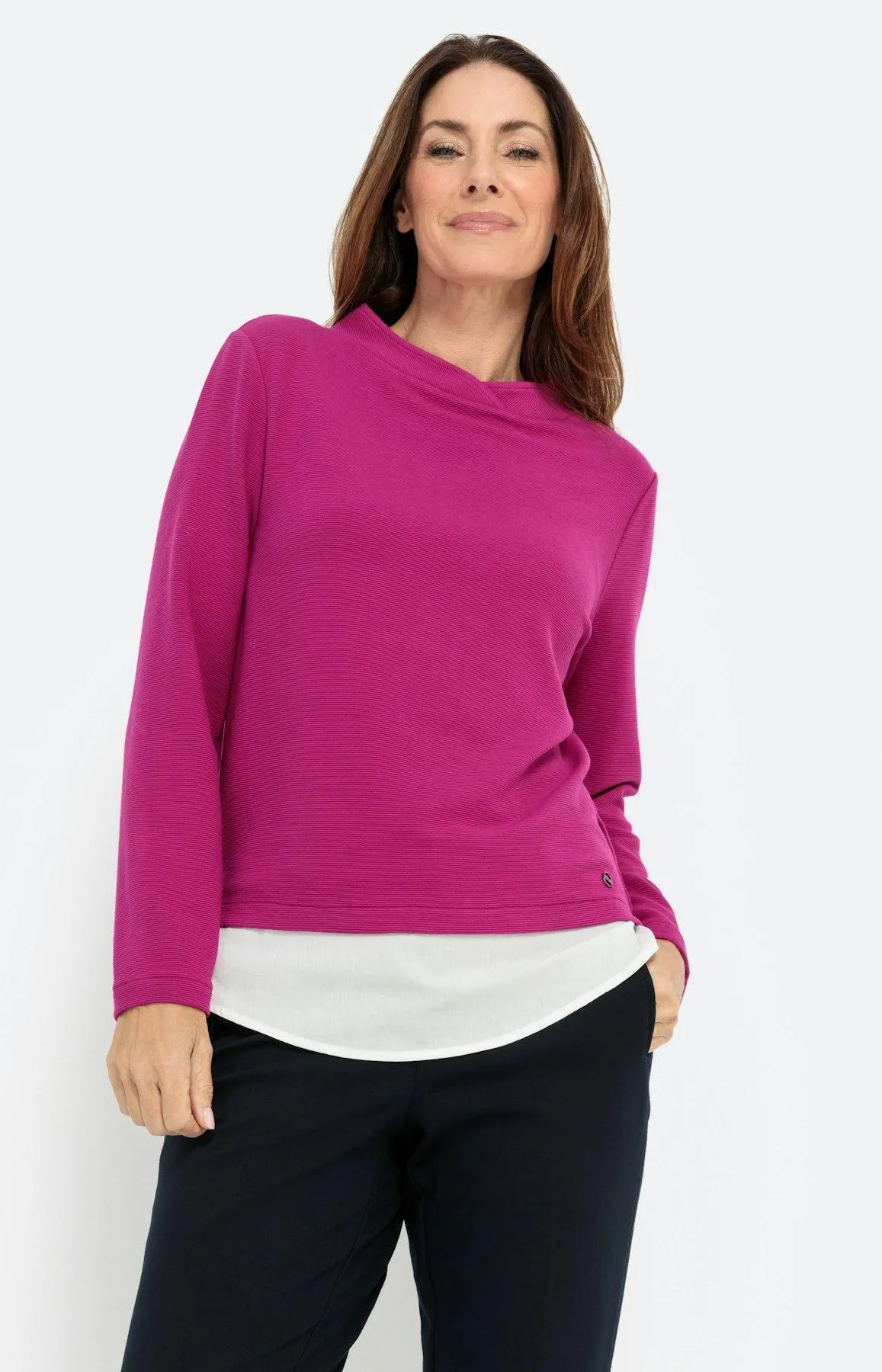 Langarm Sweatshirt mit Ottoman-Struktur