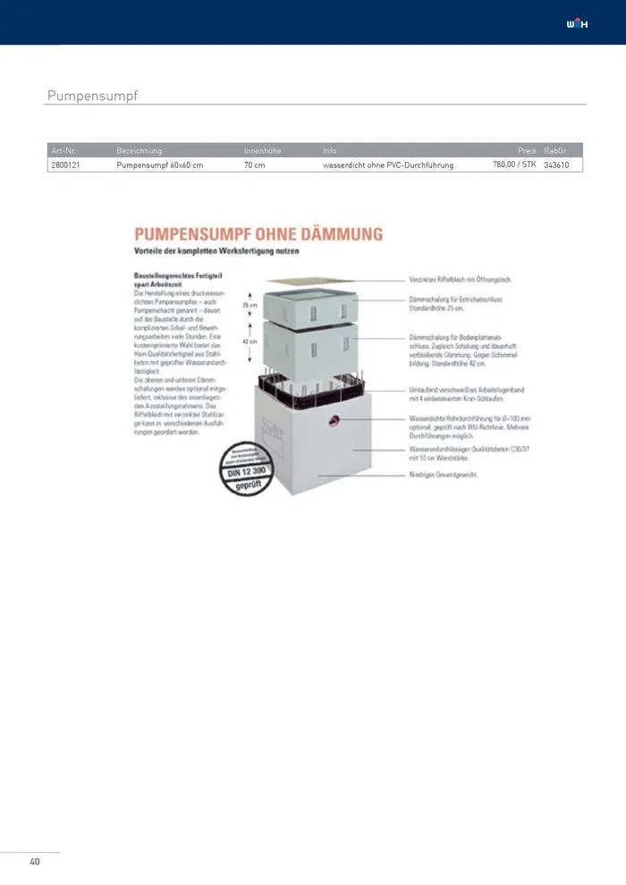 Betonlistschächte Preisliste 2024 von 5. Juni bis 31. Dezember 2024 - Flugblätt seite  40