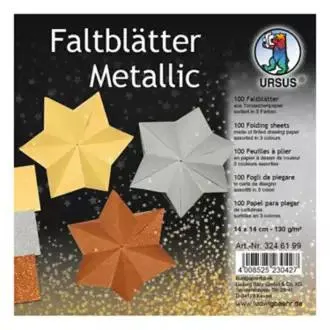 Ursus Faltblätter "Metallic", 14 x 14 cm, 100 Blatt
