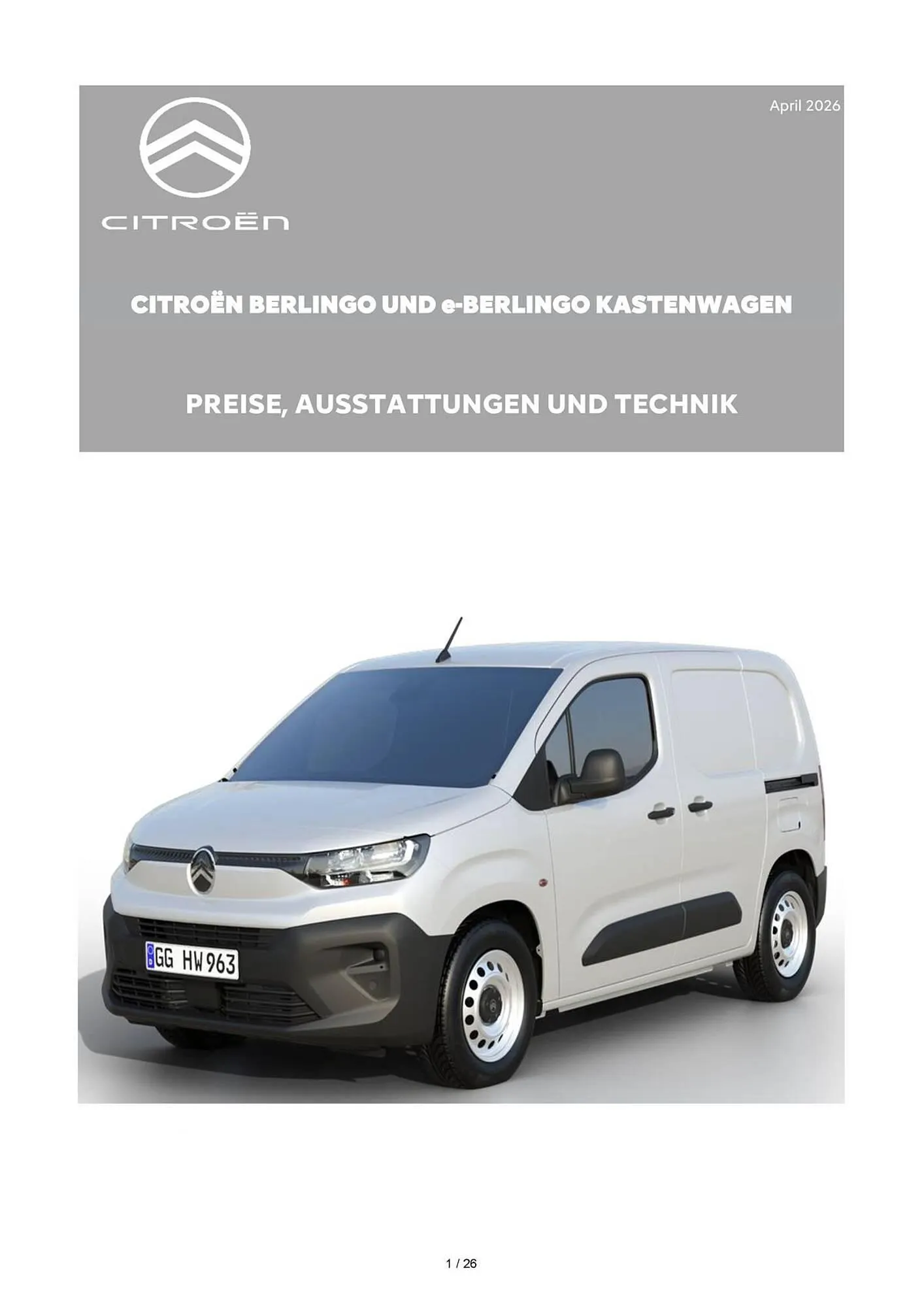 Citroen Flugblatt von 1. April bis 30. April 2026 - Flugblätt seite  1