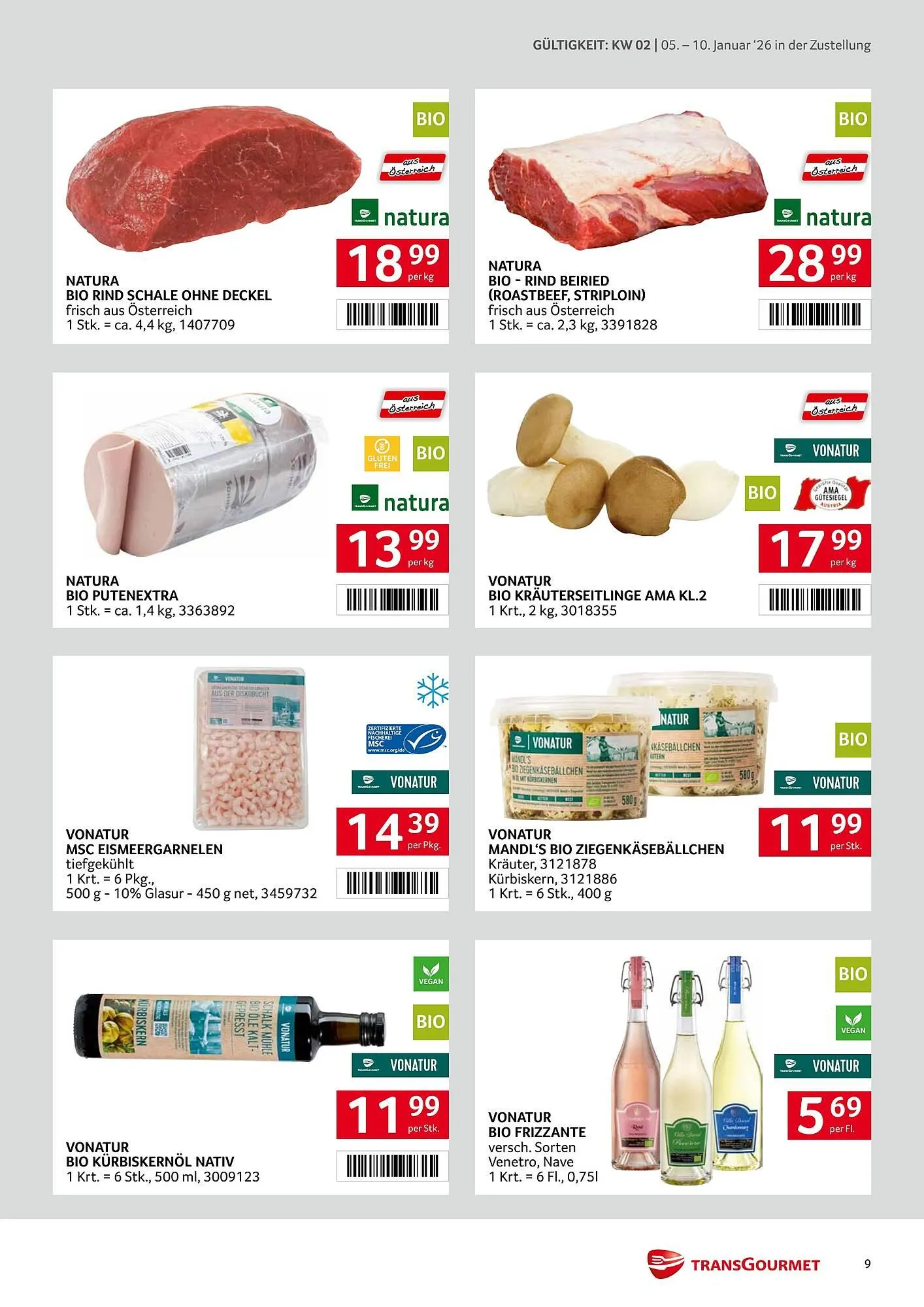 Transgourmet Flugblatt von 5. Jänner bis 10. Jänner 2026 - Flugblätt seite  9