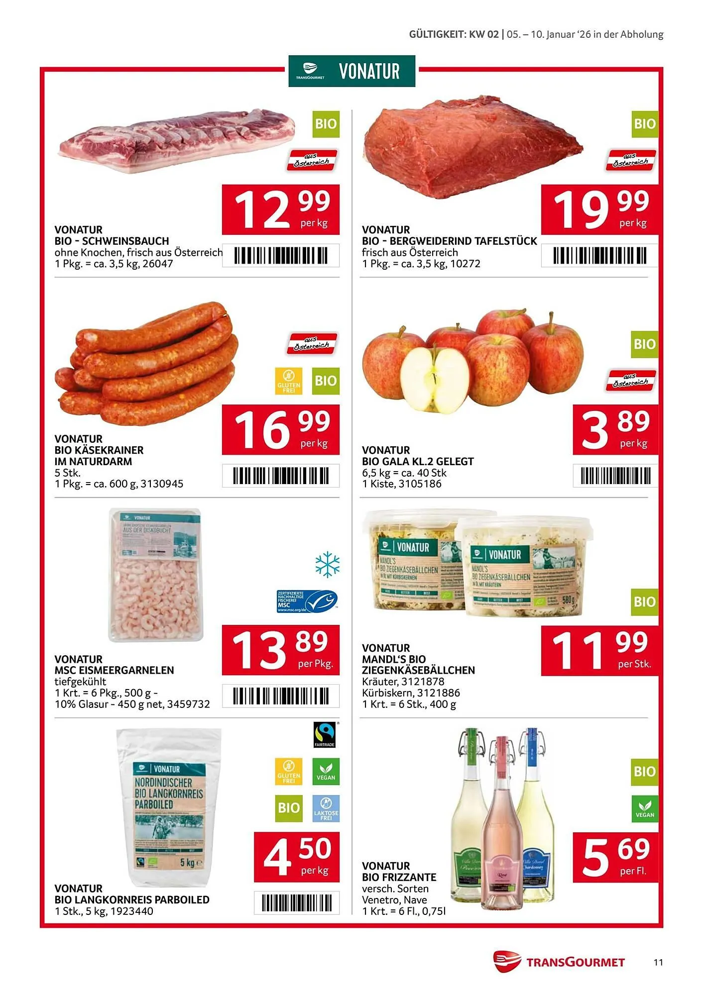 Transgourmet Flugblatt von 5. Jänner bis 10. Jänner 2026 - Flugblätt seite  11