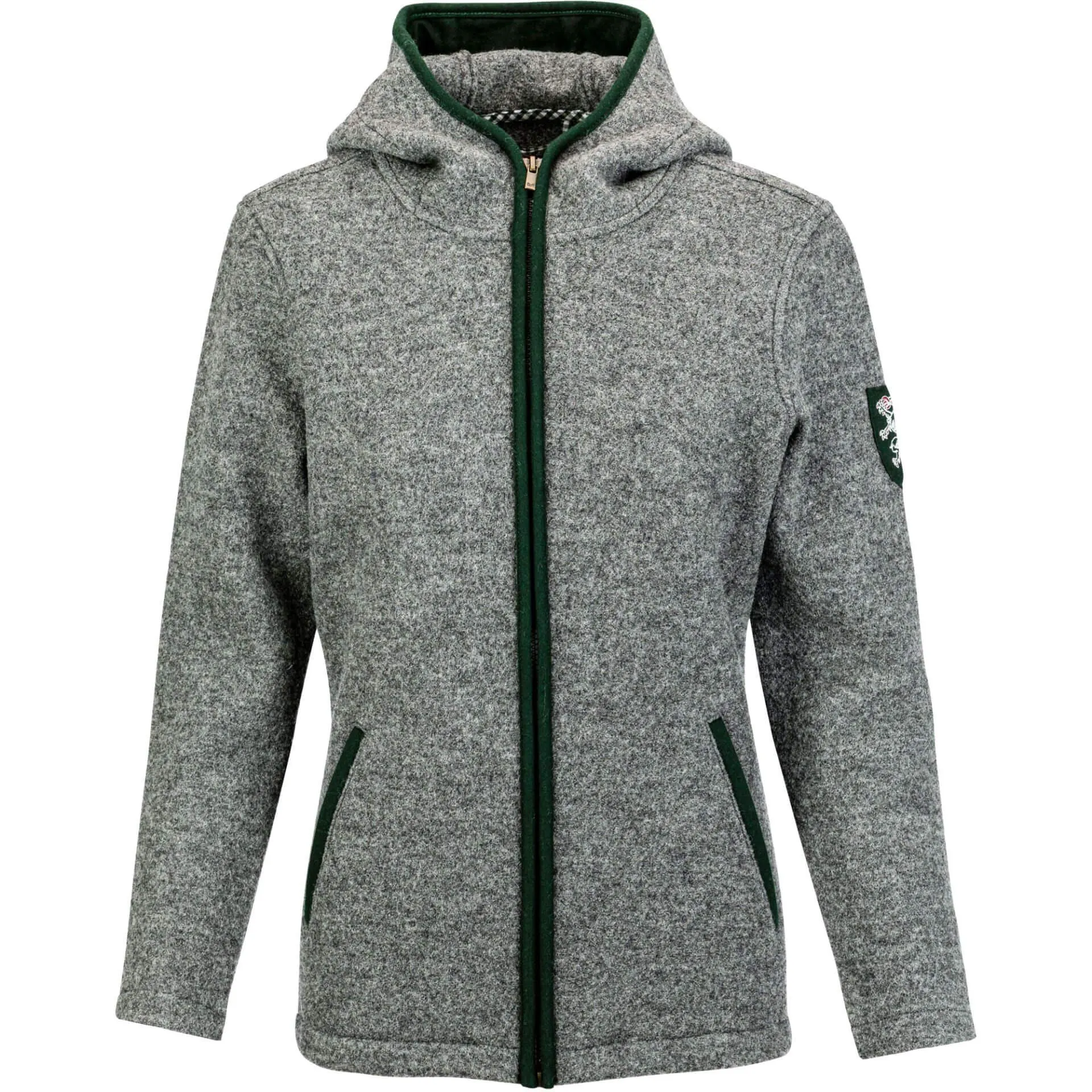 Damen Walkjacke "Paula" mit Kapuze, Grau-Grün / Steiermark