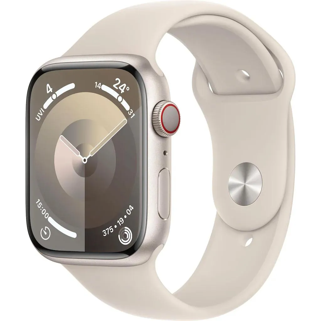 Apple Smartwatch »Watch Series 9 GPS + Cellular 45mm Aluminium M/L«, (Watch OS 10 Sport Band)