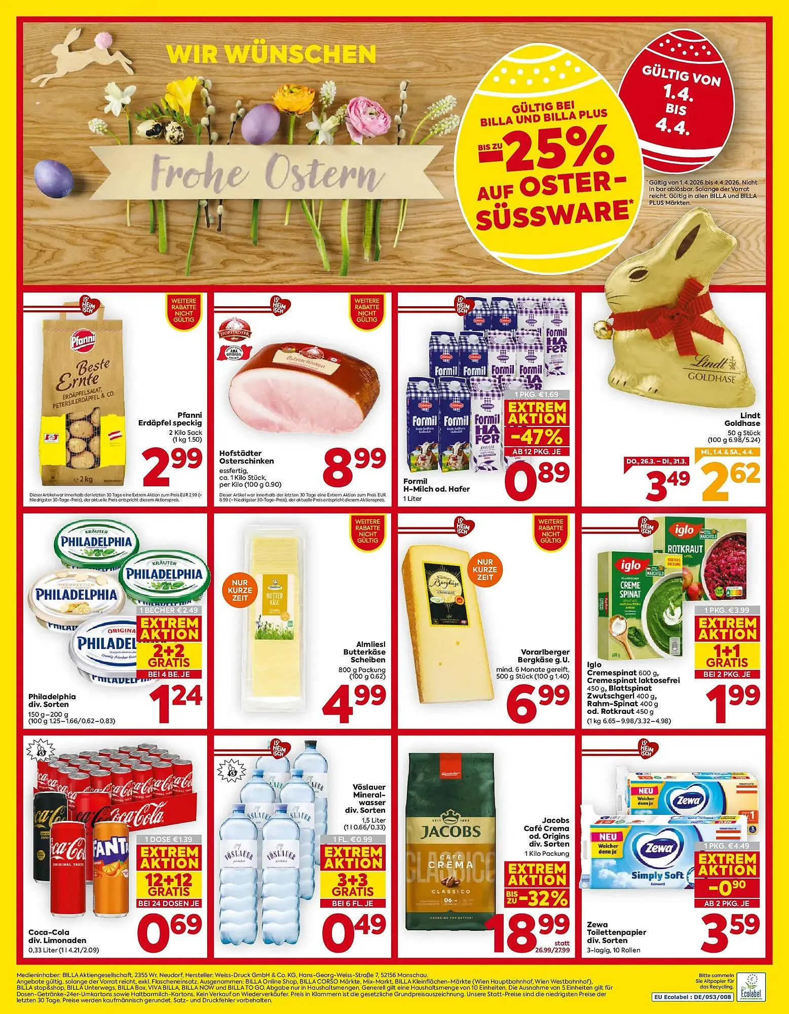 Billa Flugblatt von 26. März bis 4. April 2026 - Flugblätt seite  20
