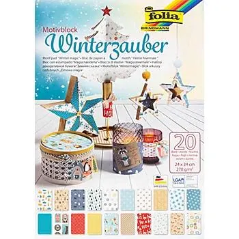 folia Papierblock "Winterzauber", 24 x 34 cm, 20 Blatt