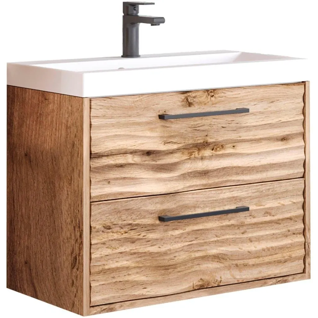 welltime Waschtisch »Canada« Badmöbel Wellenstruktur inkl. Becken, Breite 60cm Waschplatz