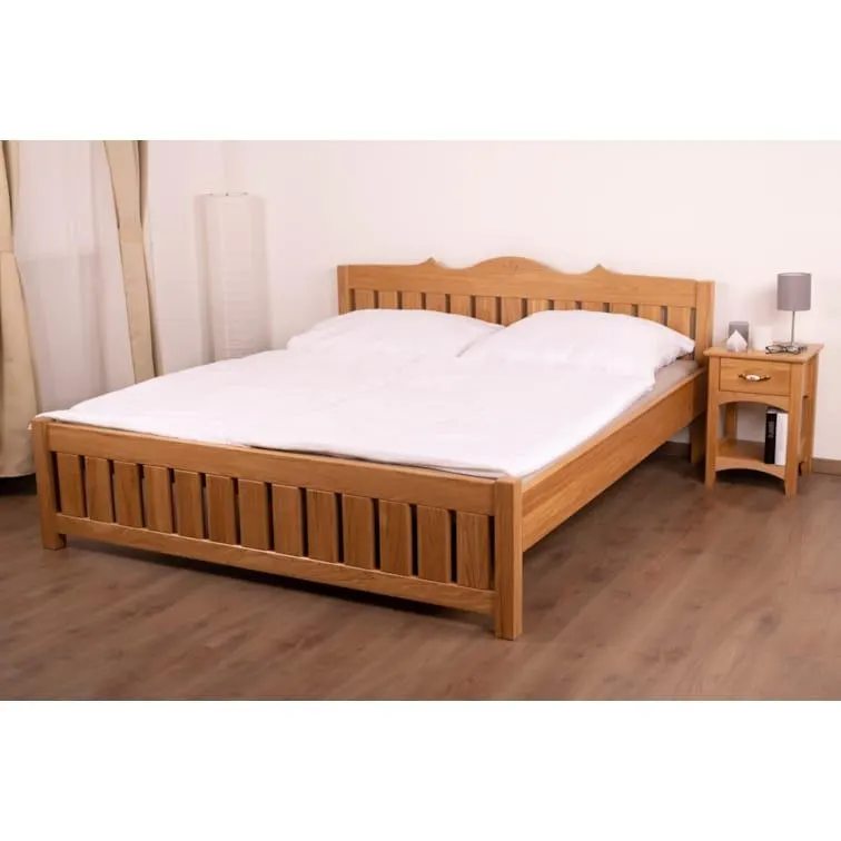 Steiner Shopping Stilvolles Doppelbett Eiche Vollholz massiv natur Pirol 90, Matratzenmaße 1