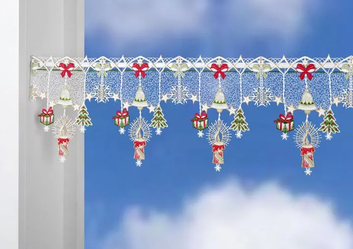 Weihnachtliche Stangendekoration aus echter Plauener Spitze