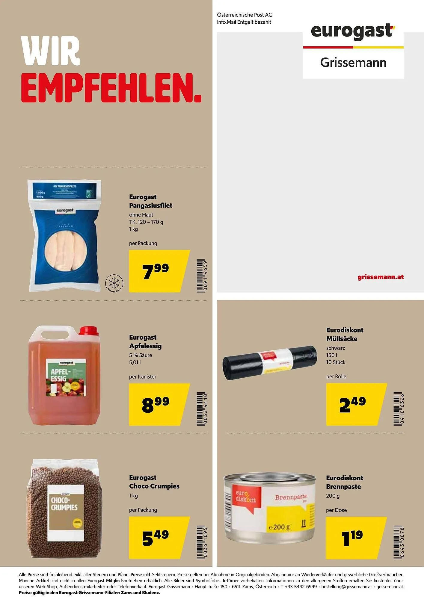 Eurogast Grissemann Flugblatt von 26. Jänner bis 7. Februar 2026 - Flugblätt seite  28