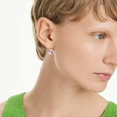 Bella V Drop-Ohrhänger Rundschliff, Rosa, Rhodiniert