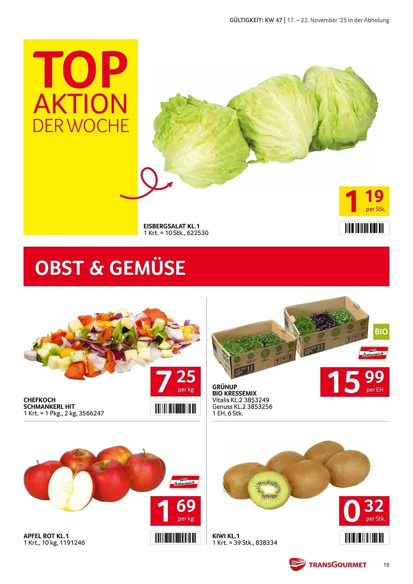 Transgourmet Flugblatt von 17. November bis 23. November 2025 - Flugblätt seite  15