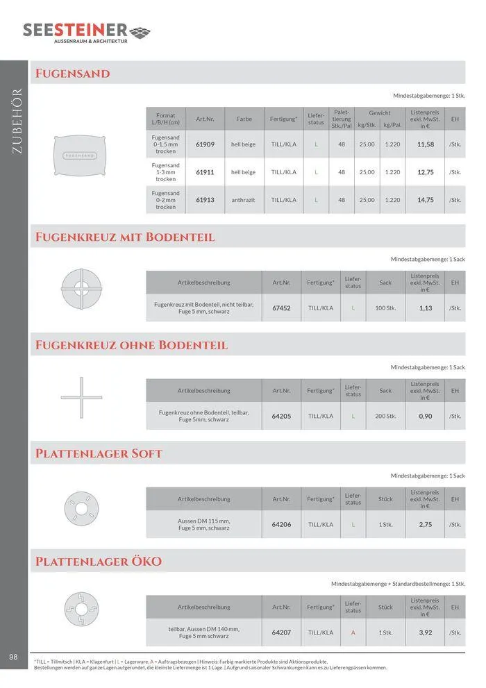 Preis Liste 2024 von 31. Mai bis 31. Dezember 2024 - Flugblätt seite 100