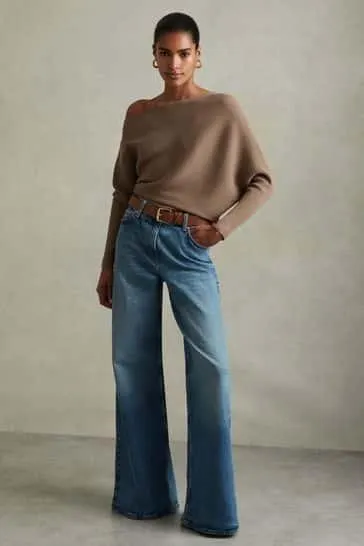 Reiss Lorna Strick-Top mit asymmetrischem, drapiertem Ausschnitt