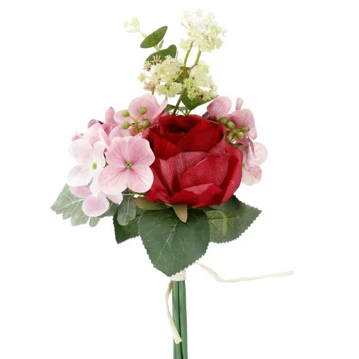 Strauß Rose/Eucalyptus, pink, 39 cm