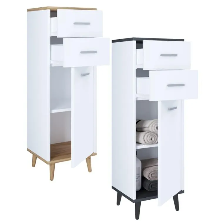 VCM Holz Highboard schmal Kommode Drehtüren Schublade Lindas